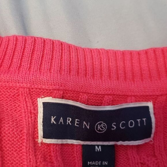 Karen Scott Ribbed Crew Neck Sweater Casual Pink Preppy New NWT Classic - Picture 9 of 15